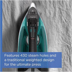 Rowenta Pro Master Stainless Steel Soleplate Steam Iron for Clothes, 210 g/min, 400 Microsteam Holes, Cotton, Wool, Poly, Silk, Linen, Nylon 1775 Watts Ironing, Garment Steamer, Powerful Steam DW8360