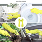 Mamison 2 Pairs Reusable Waterproof Household Dishwashing Cleaning Rubber Gloves, Non-Slip Kitchen Glove (Green, Medium (Pack of 2))