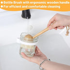 10Pcs Bamboo Dish Brush Set, Kitchen Brushes for Dishes, 7 Style Wooden Dish Brush with Ergonomic Handle, Value Bamboo Scrub Brushs Pack for Pots, Bottles and Vegetables