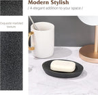 Shinowa Soap Dish, Resin Soap Saver Sponge Dish Tray Mini Storage Tray for Bathroom Bedroom Vanity Table Kitchen Counter-Top Organization, Gravel Black