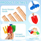 8" Kids Gardening Tools, Metal Beach Sandbox Digging Toys with Wooden Handle, Including Shovel, Rake, Fork and Trowel, Garden Sand Snow Tools for Children Gift Outdoor Gardening(100 Pcs)