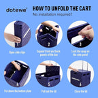 Folding Utility Cart Portable Rolling Crate Handcart Foldable Shopping Trolley Collapsible, with Lid, on Wheels, for Grocery, Garden, Office, Storage, Teacher, Tool (Purple)