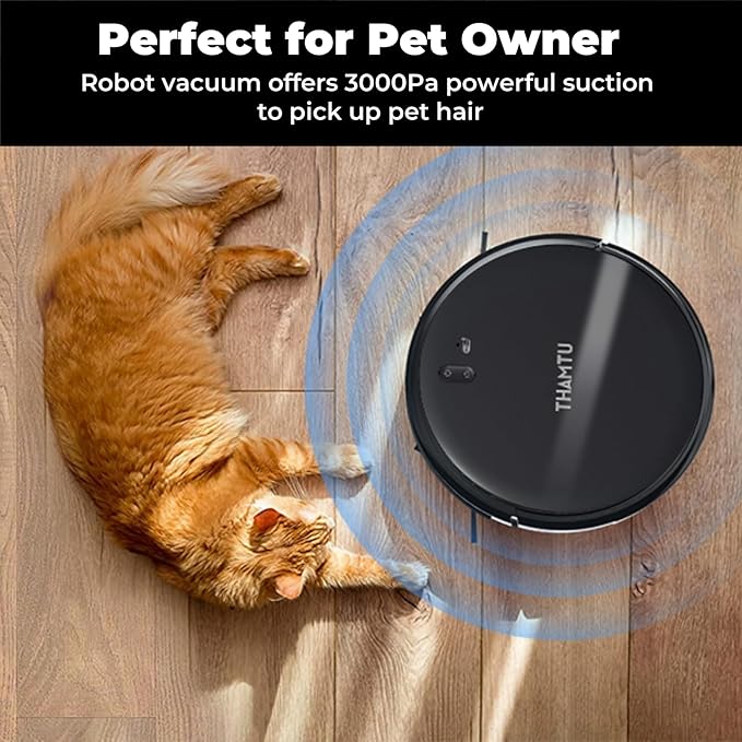Robot Vacuum Cleaner with Smart Navigation, Powerful Robotic Vacuum Cleaner and Mop for Pet Hair, APP Control, Carpet,Voice Control, Hard Floor, Auto-Recharge