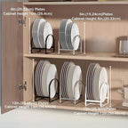 LINFIDITE 2 Pack Kitchen Plate Holder Organizer for Cabinet Space Saver Dinner Dish Plate Storage Rack Upright Dish Drying Racks Metal Dish Racks Stand for Cupboard and Countertop Large Black