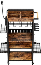 Heavy-Duty Power Tool Organizer with Charging Station,Premium Thickened Wood Panels,Tool Organizer 5 Layers + 5 Side Hooks Lntegrated Design Tool Organizers and Storage