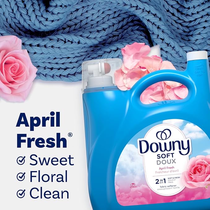 Downy Fabric Softener Liquid, April Fresh Scent, 140 fl oz, 190 Loads, HE Compatible, Downy Fabric Softener, Liquid Fabric Softener, Laundry