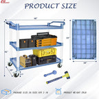 AQNIEGEP Utility Carts with Wheels, Large Food Kitchen Cart Heavy Duty, Rolling Service Cart w/Hammer for Restaurant, Office, Commercial, 600lbs Capacity, Lockable Wheels, 3-Tier