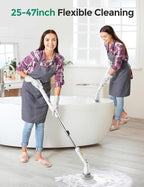 kHelfer Electric Spin Scrubber, Cordless Shower Scrubber with Long Handle, 8 Replacement Heads, 1.5H Bathroom Scrubber Dual Speed, Shower Cleaning Brush with Extension Arm for Bathtub Tile Floor