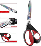 LIVINGO Industrial Scissors Heavy Duty: 9" Professional Multipurpose Shears Sharp Stainless Steel - Forged Titanium Coated Scissors for Fabric Sewing Carpet Craft Workshop Outdoor Home Office