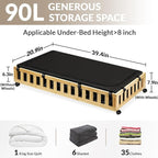 2 Pack Bamboo Under Bed Storage with Wheels, 39”x20”x7.8” Lager Under Bed Storage Containers (Natural)
