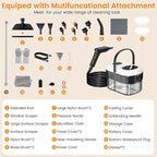 Pressurized Steam Cleaner, 3-Level Adjustable Handheld Steamer Cleaning for Home, 15s Fast Heat-Up & 47.3oz Tank, 2500W Multi-Surface Portable Steamer for Floor/Grout/Car/Kitchen & Bathroom