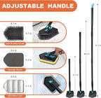Long Handled Scrub Brush for Shower,3-in-1 Cleaning Brushes with 3 Different Function Cleaning Heads Brush for Shower Cleaning Bathroom Kitchen Walls Tub Tile (Black)
