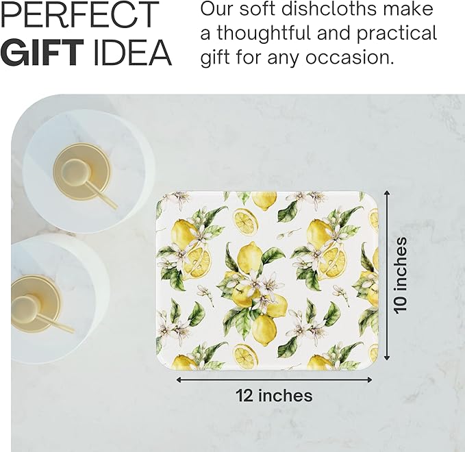 Reusable Paper Towels (12"x10”) - Soft Absorbent 100% Cloth Paper Towels- Washable Paper Towels Rolls w/Cardboard Roll-Reusable Napkins Washable- Dish Cloths (Vintage Lemons, 12x10inch)