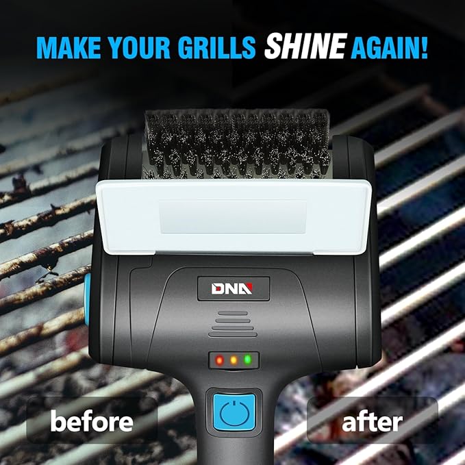 DNA MOTORING Cordless Electric Grill Cleaning Scrub Brush Rechargeable with Type-C Charge Cord,Blue/Black, TOOLS-00219-BL