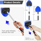 desin Windshield Cleaning Tool, Car Window Cleaner Windshield Cleaner with 4 Reusable and Washable Microfiber Pads and Extendable Handle Auto Inside Glass Wiper Kit (Dark Blue)