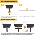 Garden Flat Shovel for Landscaping, Heavy Duty Floor Scraper Long Handle 76", Multifunctional Garden Cleaning Shovel for Digging, Weeding, Scraping, Ice Remove (2 Blades)