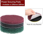 HARFINGTON 6pcs Drill Power Brush 3 inch Tile Scrubber Scouring Pads 180-240 Grit for Bathroom Kitchen Household Cleaning