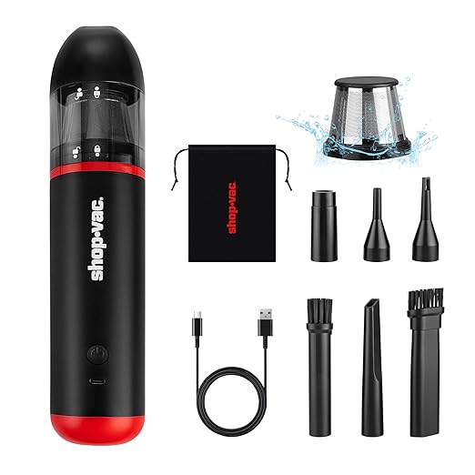 Shop-Vac 2-in-1 Car Vacuum & Air Duster, 14000Pa Blow/Suction Portable Cordless Vacuum, Mini Car Vac, Handheld & Lightweight with 6 Nozzles, Type-C Rechargeable for Auto/Home/Office