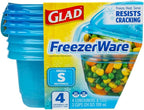 Glad GladWare FreezerWare Food Storage Containers with Lids, Small Rectangle BPA Free Plastic for Freezing Soups and Meal Prep, Crack Resistant, Microwave Dishwasher Safe, 24 Oz, 4 Count - 6 Pack