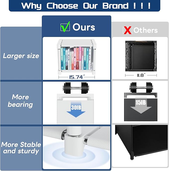 Mavivegue Book Shelf, 18 Cube Storage Organizer, DIY Bookcase, Metal Cube Bookshelf, Tall Book case for Bedroom, Living Room, Office, Closet Storage Organizer, Black Cubicle Storage Rack-White