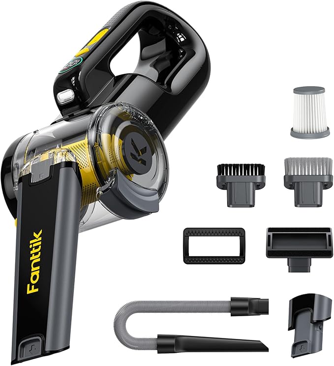 Fanttik Fold V10 APEX Pivot Cordless Car Vacuum, 17000Pa Handheld Vacuum Suction Power, Smart LED Display, Portable for Car Home Pet (Deluxe with Flexible Hose&Pet Brush)