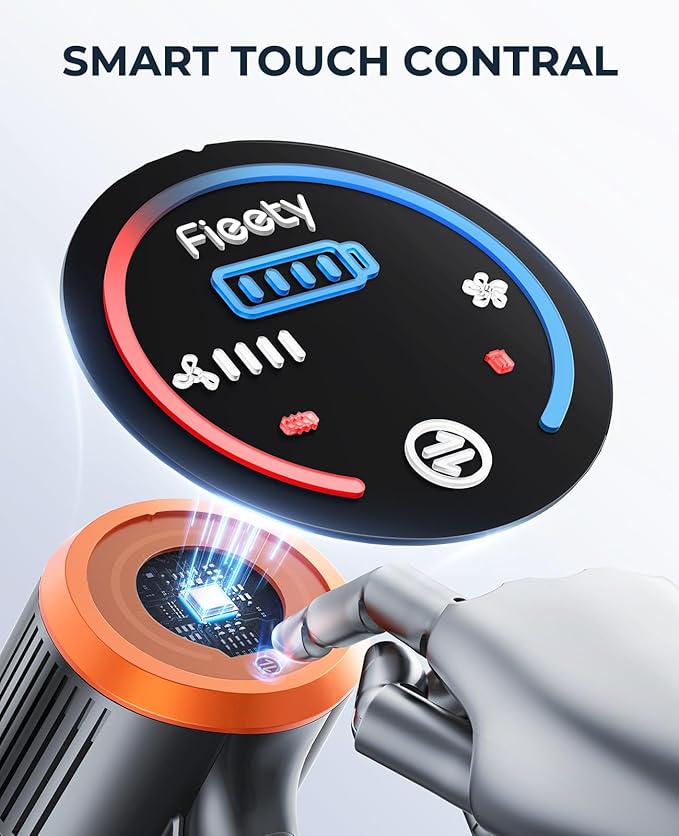 Cordless Vacuum Cleaner, 550W 45KPA Cordless Stick Vacuum Cleaner with 60Mins Rechargeable Battery, LED Touch Display, Handheld Vacuum Cleaners for Home/Pet Hair/Carpets/Floors