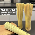 2 Pack Bamboo Wok Brush for Carbon Steel Pot Scrubber,Chinese Natural Kitchen Cleaning Brushes for Wok Cleaner Scrub Brush for Dishes&Pan&Teapot, Asian Wokbrush Bottle,Basting Scrubber for Cast Iron