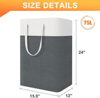 TasticTotes laundry basket 3-Pack, laundry hamper, Hamper with handles, collapsible laundry baskets, Waterproof dirty clothes hamper, Towel Storage for Home or Dorm, 75L-Grey