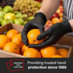 GLOVEWORKS Black Nitrile Gloves 5 Mil Disposable, Latex Free, Textured Grip for Food Service, Cooking, Professional Cleaning