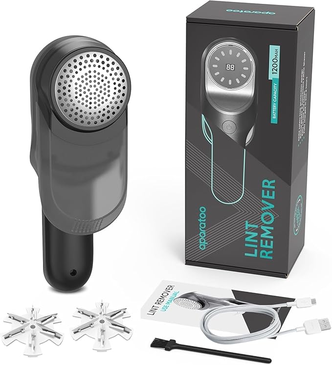 Fabric Shaver and Lint Remover with 2 Extra Blades, Led Digital Display Fabric Shaver for Furniture, 2 Speeds Powerful Ball Remover for Clothes Sweater Sofa Carpet