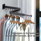 Clothes Drying Rack for Laundry,Wall Mounted Clothes Hanger Rack,Folding,Retractable,Collapsible(J Shape Hooks)