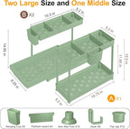 3 Pack Multi-Purpose Under Sink Organizers and Storage, 2025 L-Shaped Pull Out Cabinet Organizer for Bathroom & Kitchen, Under Cabinet Organizer with Hooks Hanging Cup, Green, Elevated