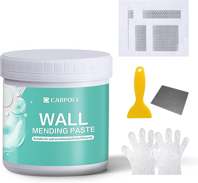 Drywall Repair Kit - 32 OZ Wall Spackle Paste with Self Adhesive Metal Patch, Dryall Repair Patch Kits, White Wall Putty Hole Filler, Quick and Easy Solution for Holes, Cracks and Gaps