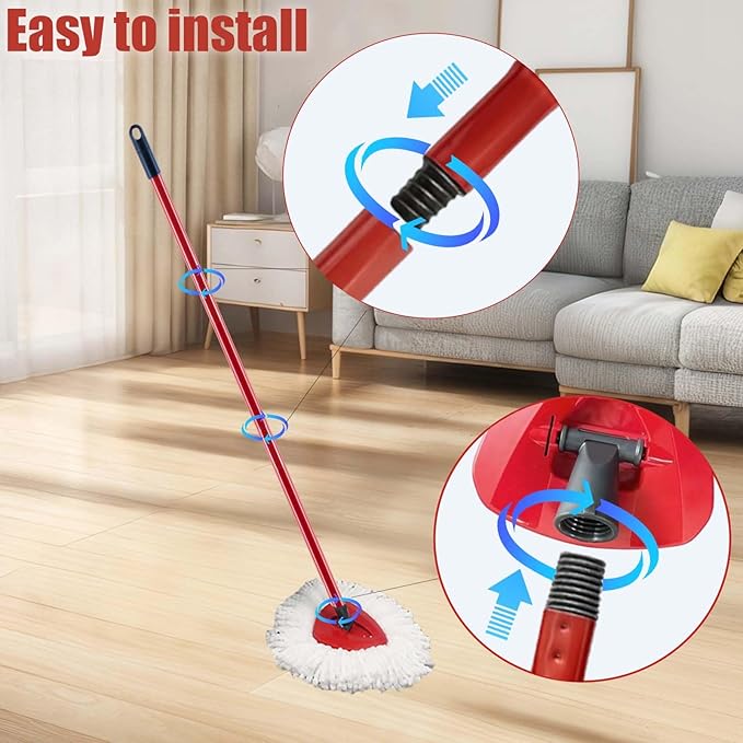 Mop Handle for Ocedar Mop Handle for Ocedar Spin Mop Replacement Handle, 4-Section Spin Mop Handles 28.5-to-55inch Mop Replacement Stick and Base for Compatible with Ocedar Easy Wring Mop Refills