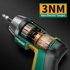 4V Electric Screwdriver Rechargeable, Cordless Screwdriver 9pcs Bit with 1pc Bit Holder, USB Small Power Screwdriver Set with Bits, Green