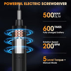 3.7V Mini Electric Screwdriver,Cordless Precision Screwdriver Set,50 in1 Magnetic Bits,Small Repair Tool Kit with Magnetic Storage,5 Torque, LED Display for Electronics Computer,Phone,Glasses,Watch