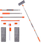 Professional Window Squeegee 2-in-1, Window Cleaner with 55" Extension Pole, Premium Squeegee for Window Cleaning, Streak-Free Window Cleaning Kit for High Windows, Shower Glass, Car Windshield