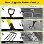 Pitch Fork, 4 Tine Heavy Duty Garden Fork with Ergonomic No-Slip D-Grip Handles, 45 Inches Long Handle Spading Fork, Perfect for Gardening Digging, Land Management, Yard work, Farming (Black)