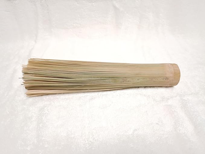 Bamboo Wok Brush, 100% Traditional Natural Handmade from Natural Sturdy Bamboos, Refined Cleaning, Powerfully Scrub Pots Frying, Wok, Cylindrical, Iron Clay, Stainless Steel, Non-Stick Pot