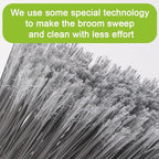 Heavy Duty Broom and Dustpan Set, Metal Stand Up Dustpan with Outdoor Stiff Bristles Broom for Hardwood Patio Floor Sweeping
