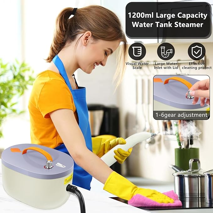 Steam Cleaner,1500W handheld pressurized steam cleaner,Portable Car Steamer for Auto Detailing,Steam Cleaner for Home,Steam Cleaning Machine for Furniture,Kitchen,Grout,Floor,Tile