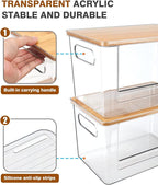 Trash Bag Dispenser 2 Pack (XL+S) - Acrylic Garbage Bags Dispenser with Bamboo Top, Trash Bag Holder Under Sink for Pantry, Kitchen, Laundry Room, Cabinet