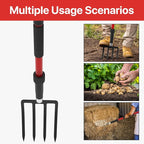 COSITA Pitch Fork for Garden, 44-Inches Pitchfork with Fiberglass Handle, Gardening Spading Fork with 4 Metal Tines, Heavy Duty Pitchfork for Manure, Mulch, Digging, Aeration, Red