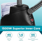 Steam & Go - The Rival Handheld Steamer - Upright Fabric Steamer for Clothes, Garments, Curtains, Bedding & Upholstery - Quick-Heating Foldable Steam Iron with Adjustable Pole Hanger & Detachable Tank