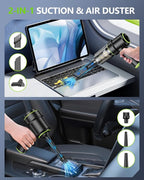 CODN Handheld Car Vacuum Portable Cordless 12000PA, 2 in 1 Handheld Vacuum Cleaner and Air Duster with Multi-Nozzles and LED Light, Mini Hand Held Vacuum Rechargeable for Home, Car, Office, Pet Hair