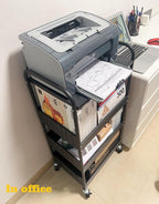 Stable 4 Tier Rolling Metal Storage Organizer, Heavy Duty Kitchen Rolling Cart, Metal Top Vegetable Storage Cart with Wheels for Kitchen Pantry Utility Use (Black)