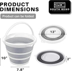 South Bend Components 2.6 Gallons Collapsible Bucket with Handle, Space Saving Design Portable Foldable Water Pail for Indoor/Outdoor, Mop, Boating, Camping, and Fishing (2-Pack)