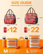 HOTOR Lunch Bag for Women & Men - Wear-Resistant Insulated Lunch Box with Large Capacity, Multi-Functional Cooler Bag for Office, Picnic, Purple, 10L, 10.60" x 5.90" x 9.50"