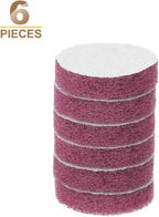 HARFINGTON 6pcs Scrubber Scouring Pads 500 Grits 2 Inch Drill Power Brush Hoop and Loop Surface Conditioning Disc Drill Scuffing Disc Scrub Pads for Home Kitchen Cleaning, Red