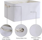 TheWarmHome Decorative Basket for Organizing - Medium-1Pack 13.8L*9.8W*6.7H Rectangular Fabric Storage Bin Organizer Basket with Handles for Clothes (White)